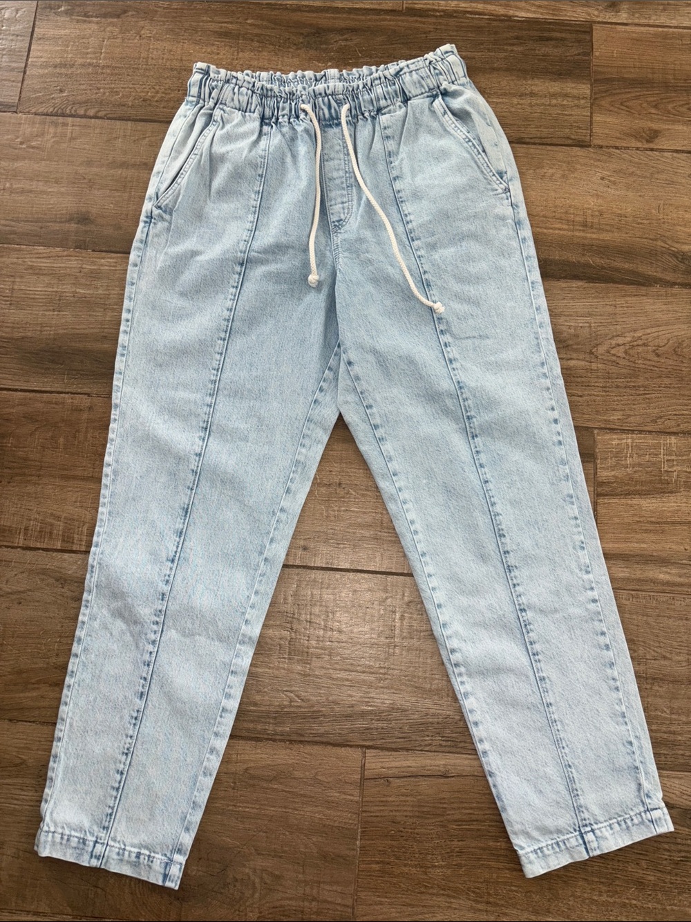 LOFT Light Blue Relaxed Drawstring Jeans